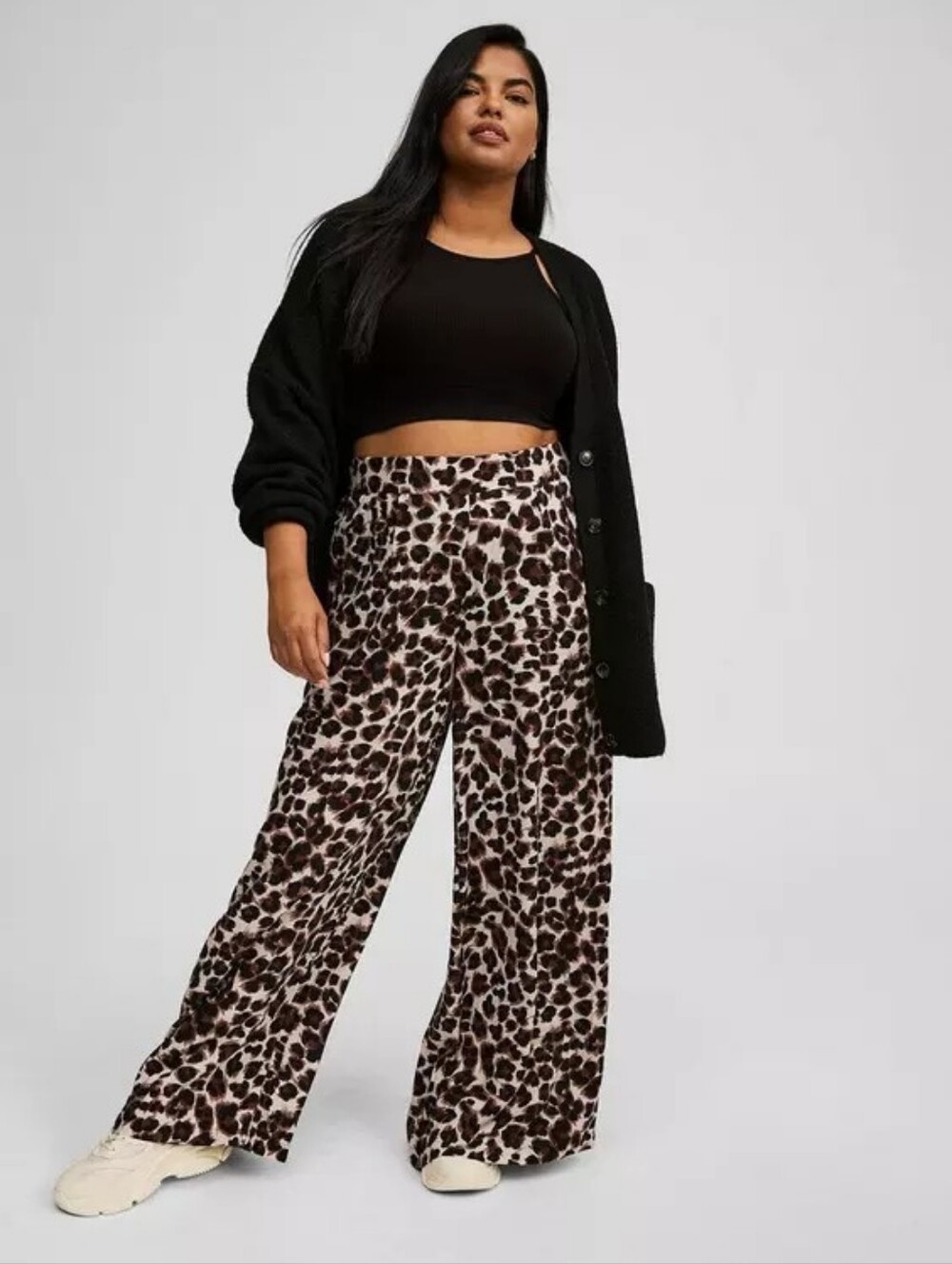 Torrid High-Rise Pull-On Wide-Leg Pant Leopard Print 2R